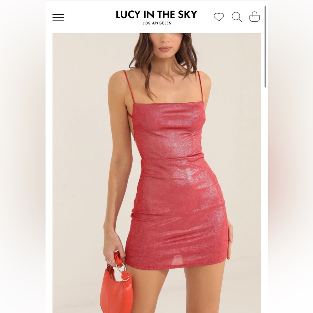 Lucy in the Sky: Starstruck Strappy Dress in Red Shimmer size SMALL